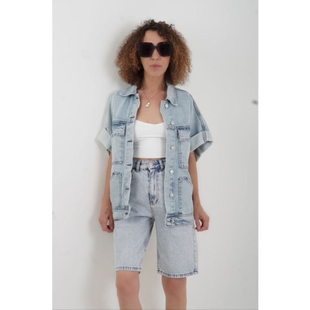 Zelish My Sister Mavi Cep Detaylı Denim Yelek Kadın Yelek Fiyatı