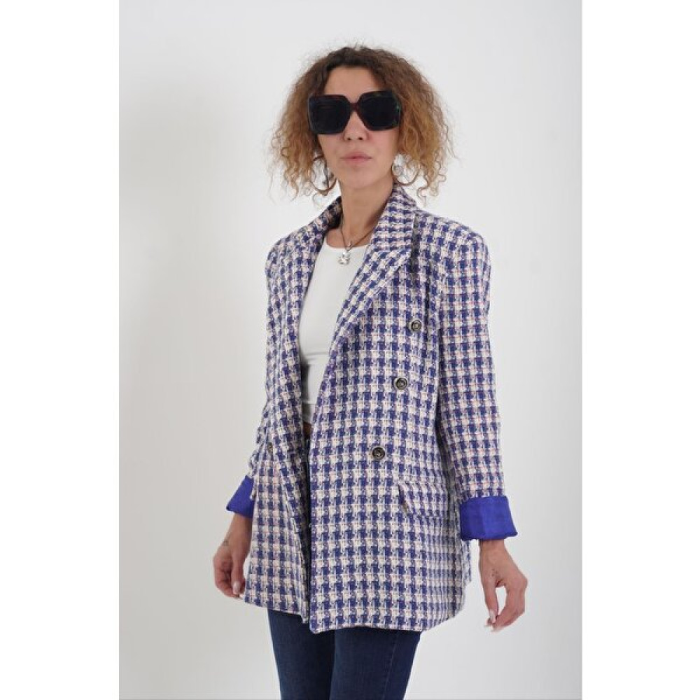 Zelish My Sister Saks Renkli Astarlı Tüvit Blazer Ceket Bayan Ceket Fiyatı