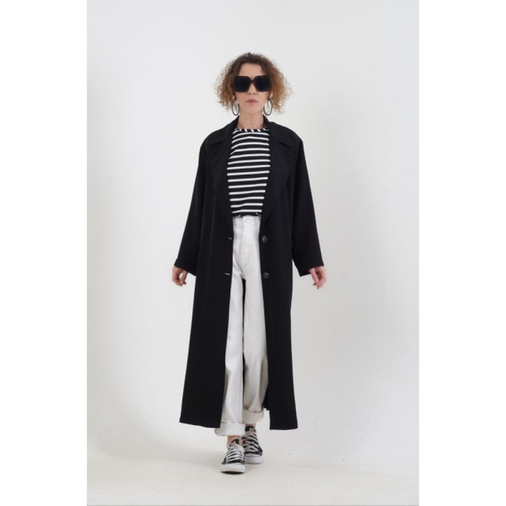 Zelish My Sister Siyah Beli Kuşaklı Trenchcoat Kadın Trençkot Fiyatı