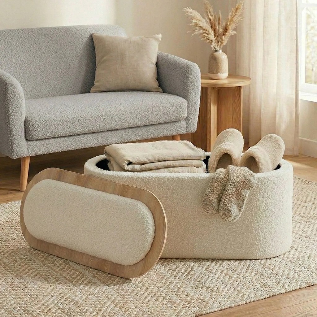 Zem Contes Bohem Sandıklı Orta Sehpa Puf/Bench, Kırık Beyaz Orta Sehpa Fiyatı