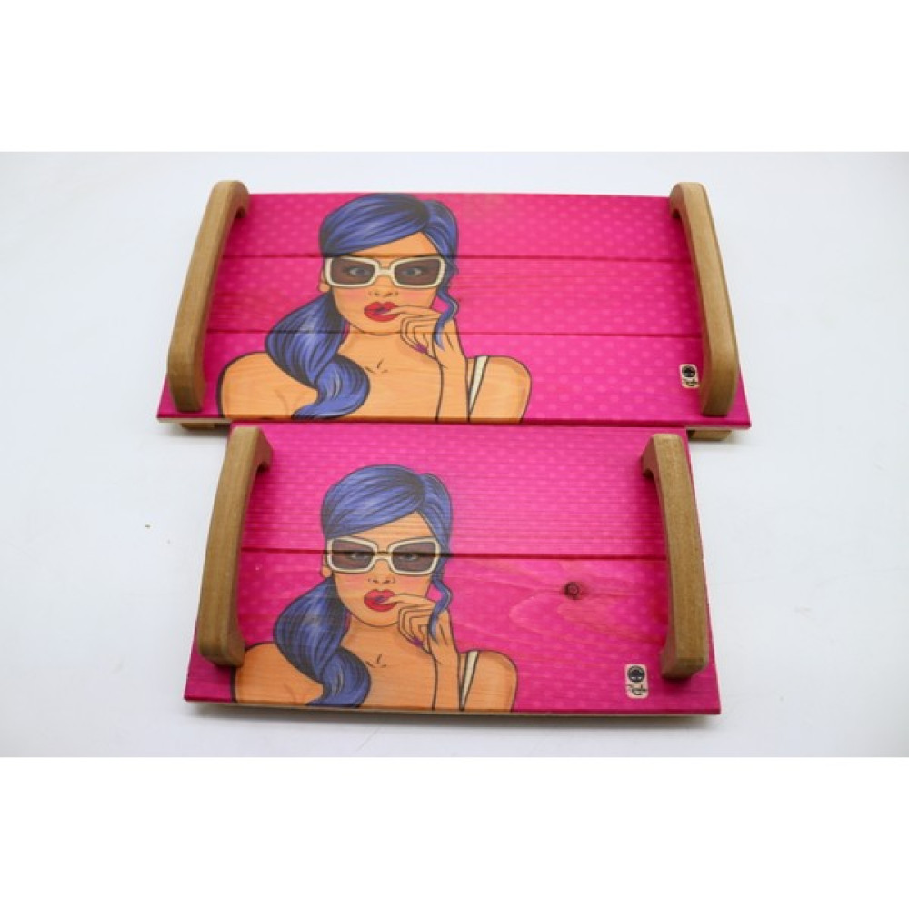 Zembu Tepsi Seti Pop-Art 2' Li Pembe Servis Tepsisi Fiyatı