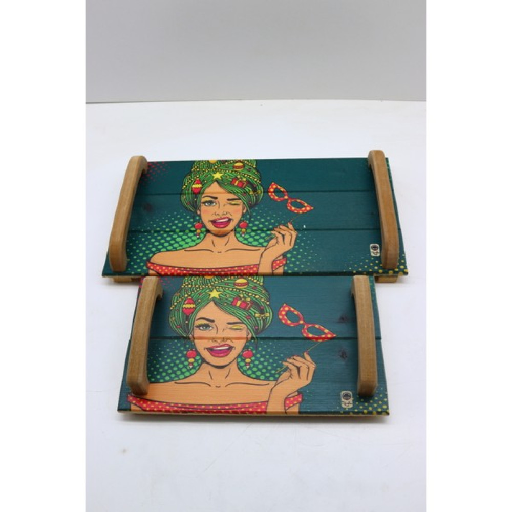 Zembu Tepsi Seti Pop-Art Ikili Yeşil Servis Tepsisi Fiyatı