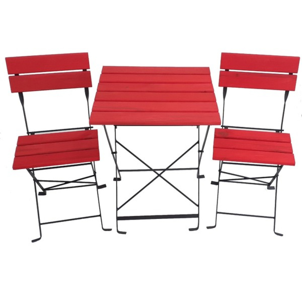 Zemes Design Ahşap Katlanır Masa Sandalye Bahçe Balkon Mutfak Takımı 2 Sandalye 1 Masa Kırmızı Bahçe Mobilyası Takımı Fiyatı