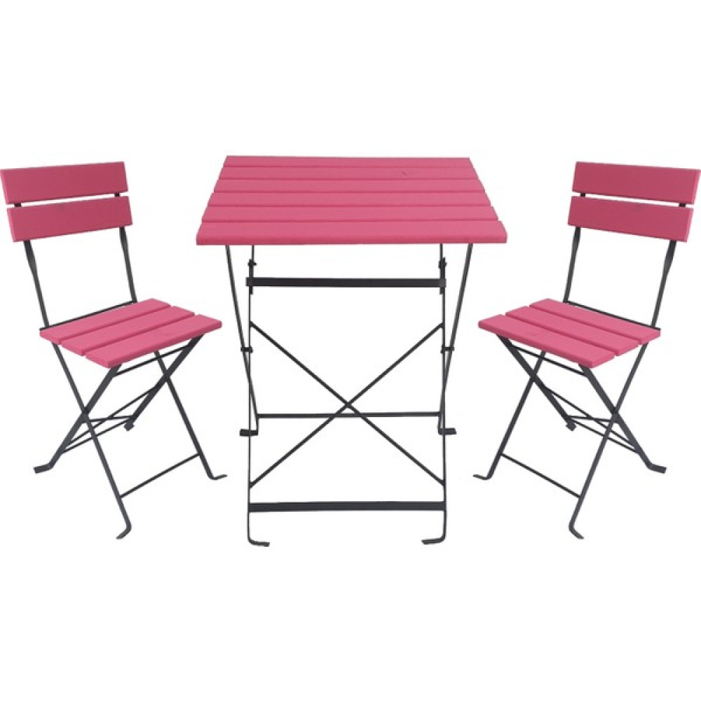 Zemes Design Pembe Renk Katlanır Masa Sandalye Bahçe Balkon Mutfak Takımı 2 Sandalye 1 Masa Bistro Takım Kamp & Piknik Masası Fiyatı