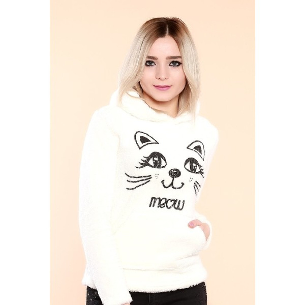 Zemin Giyim Kedi Baskılı Kapüşonlu Sweat-930 Bayan Sweatshirt Fiyatı