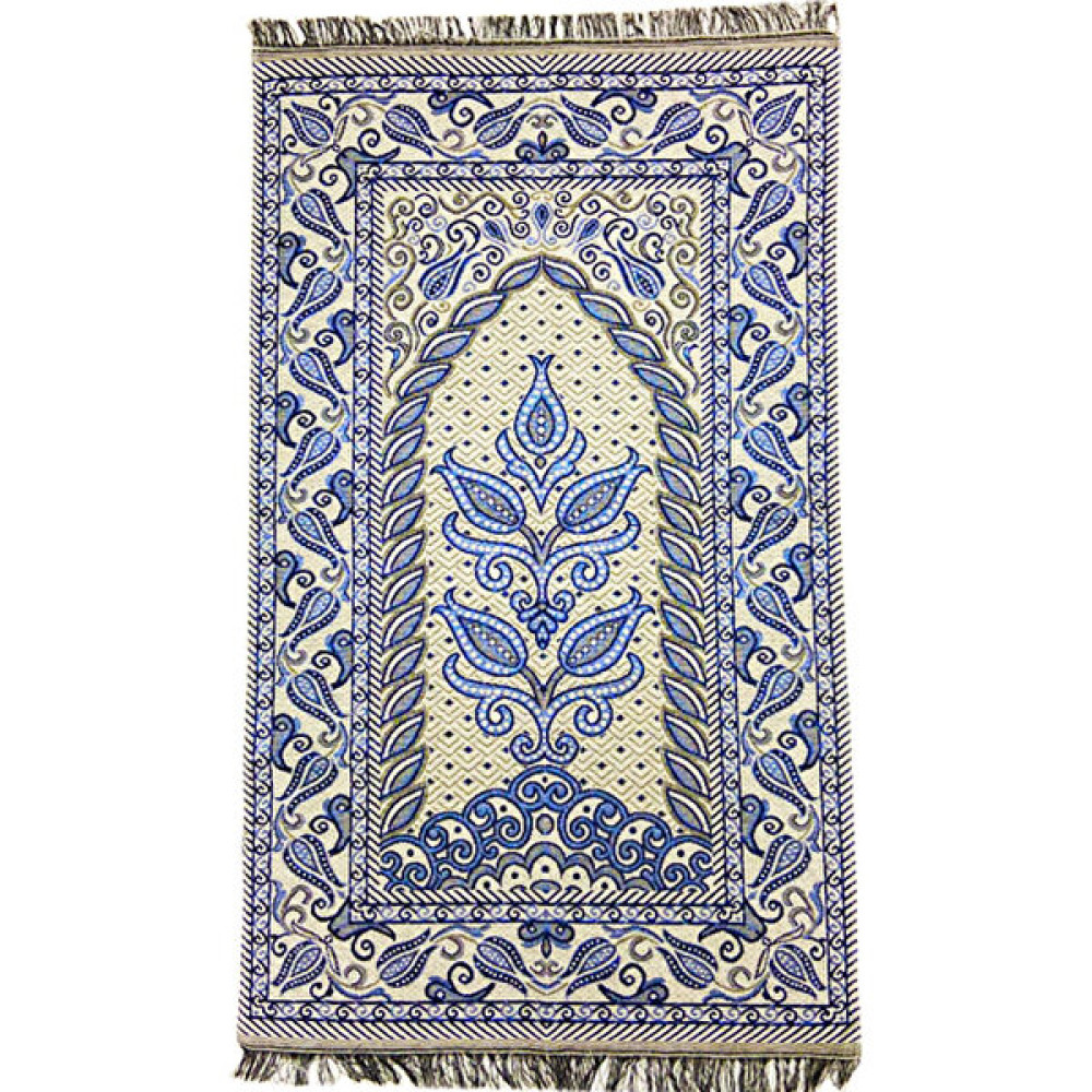 Zemzemm Beyaz Simli Goblen Mavi - 70 x 110 cm Seccade Fiyatı