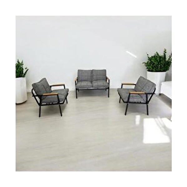 Zen 2 1 1 Pofuduk Balkon Takımı, Bahçe Mobilyası, Çay Seti, Kafe Oturma Grubu, Teras Koltuk Takımı - 100 x 60 - Gri Bahçe Mobilyası Takımı Fiyatı