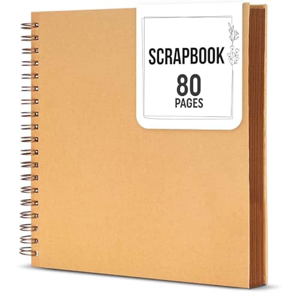 Zenacolor Scrapbook Album 80 Pages 8x8 Inch DIY Photo Album Thick Kraft Paper Memory Book for Wedding and Anniversary Family (Brown, 8 Inch)