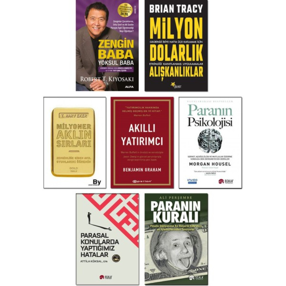 Zengin Baba Yoksul Baba + Milyon Dolarlık Alışkanlıklar + Milyoner Aklın Sırları + Akıllı Yatırımcı + Paranın Psikolojisi + Parasal Konularda Yaptı... Muhasebe Finans Kitapları Fiyatı