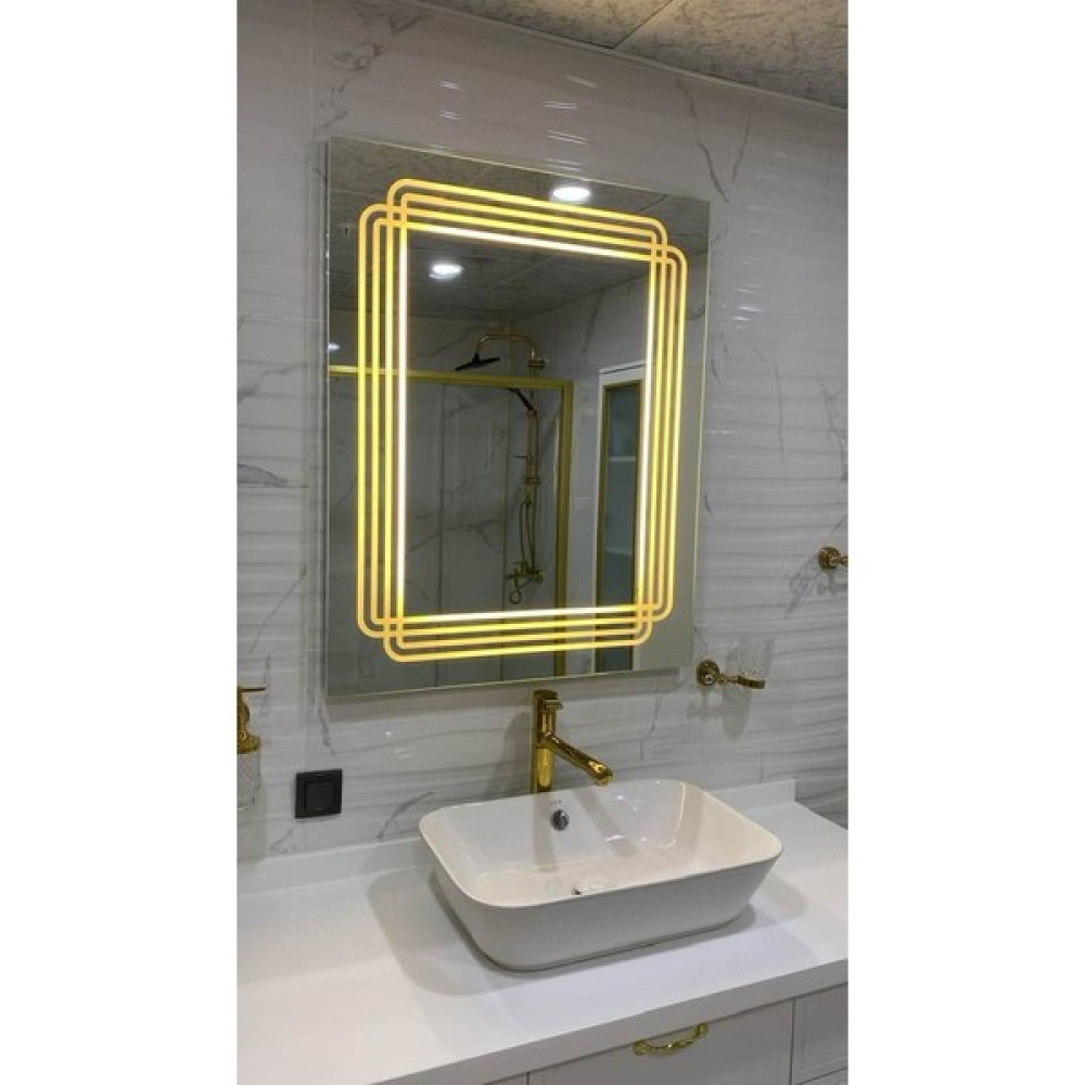 Zenit Yapı Ledli Kumlamalı Kare Banyo Aynası Tuvalet Aynası Dokunmatik - 80*60 Banyo Aynası Fiyatı