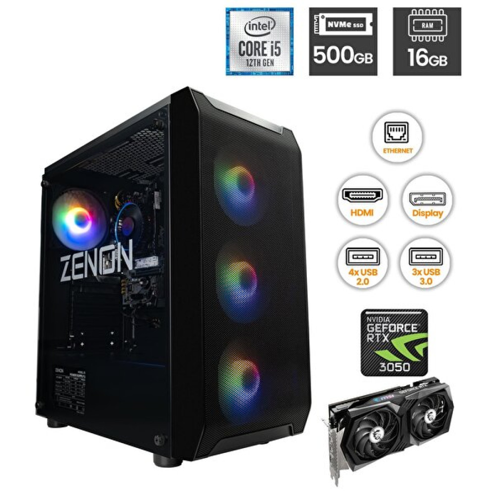 Zenon Raks Tr101 Intel Core i5 12400F 16 GB RAM 500 GB SSD RTX 3050 FreeDOS Masaüstü Oyun Bilgisayarı Masaüstü Bilgisayar Fiyatı