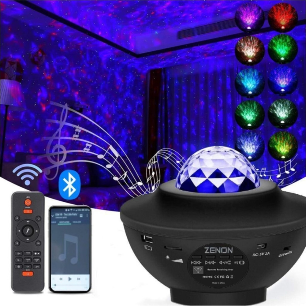 Zenon Starry Projektör Bluetooth+Usb Hoparlör Lazer Işıklı Sese Duyarlı Renkli Disko Parti Lambası Bluetooth Hoparlör Fiyatı