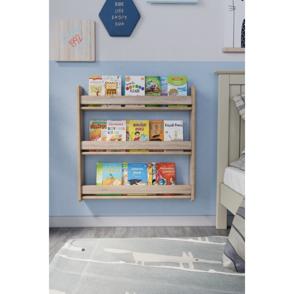 Zeo Wood Design Montessori 3 Raflı Çocuk Kitaplığı 80*80 cm - Sonoma Kitaplık Fiyatı