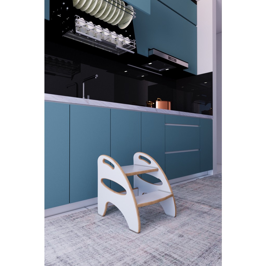Zeo Wood Design Montessori Basamak - Beyaz Diğer Fiyatı