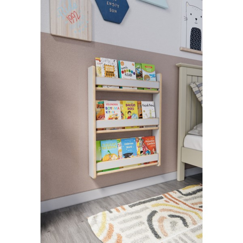 Zeo Wood Design Montessori Çocuk Kitaplığı 60 x 80 cm - Beyaz Kitaplık Fiyatı
