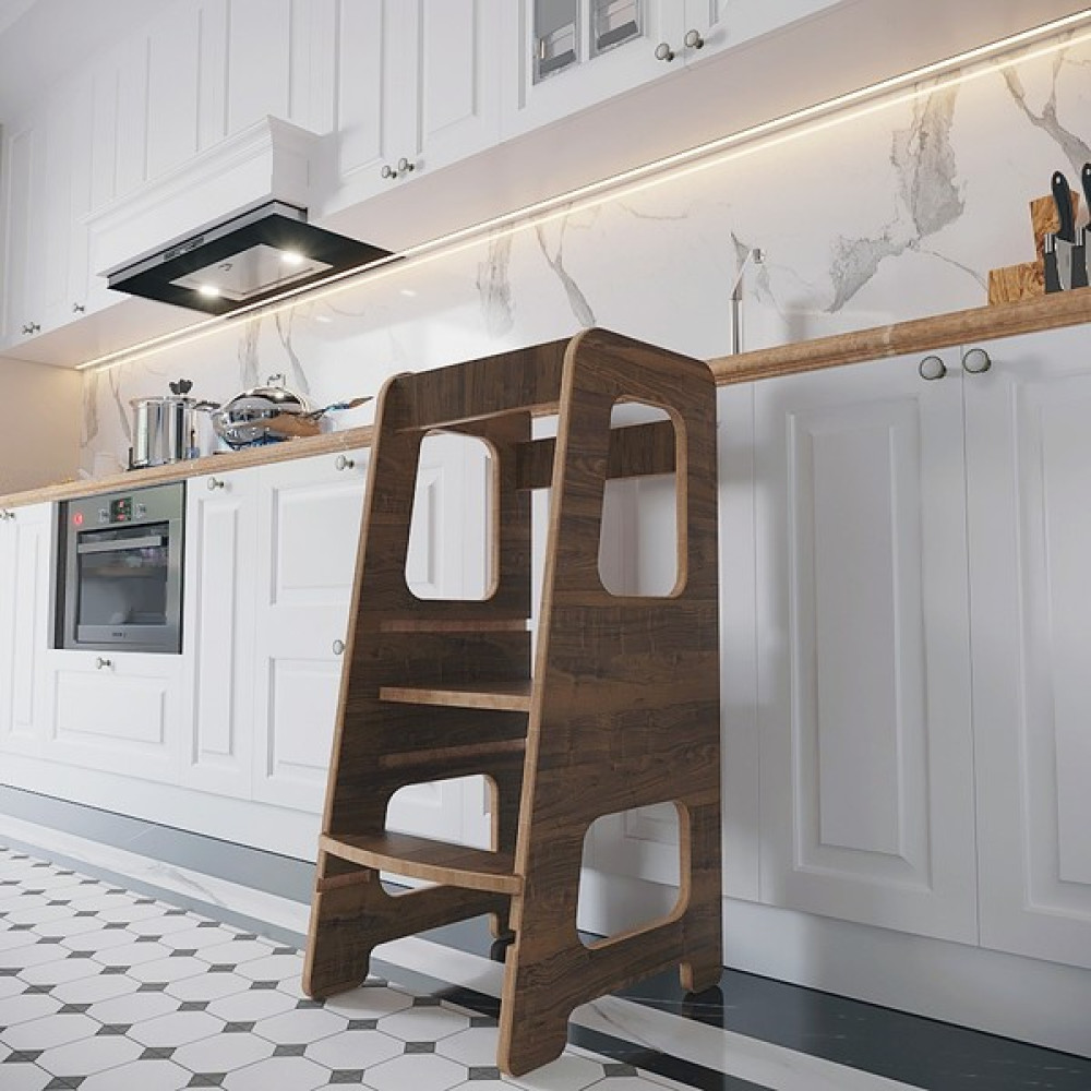 Zeo Wood Design Öğrenme Kulesi - Ceviz Bebek Odası Tekstili Fiyatı