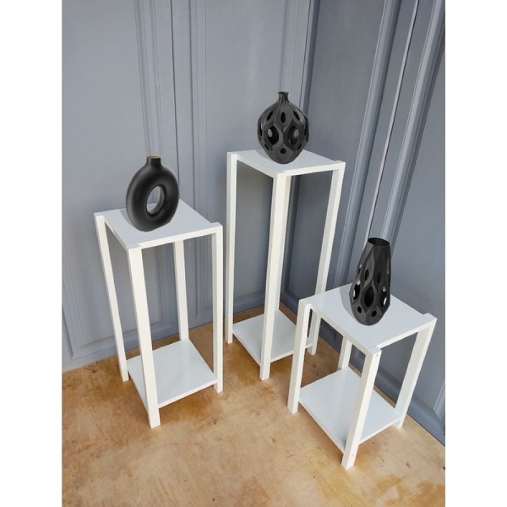 Zeo Wood Design Üçlü Dekoratif Çiçeklik Sehpa Yan Sehpa Fiyatı