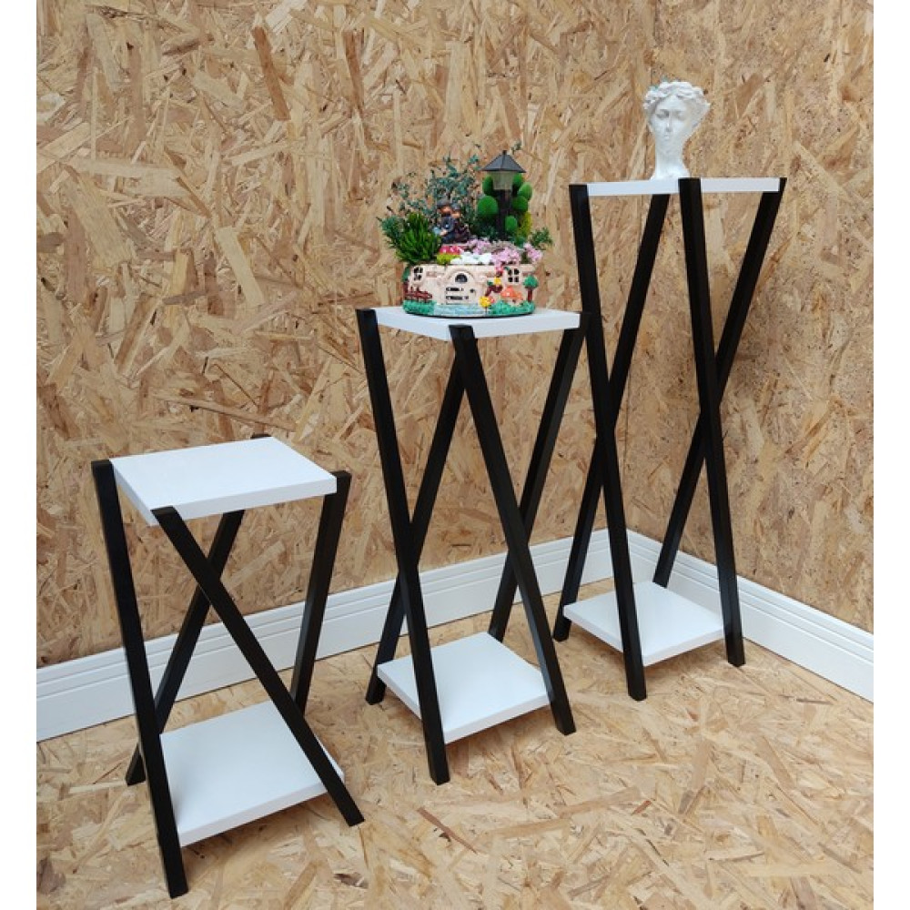 Zeo Wood Design Üçlü Dekoratif Sehpa Çiçeklik - Siyah Mermer Yan Sehpa Fiyatı