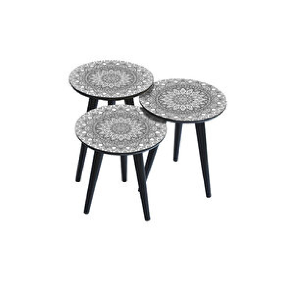 Zerenland Highgloss Yuvarlak 3lü Zigon Gri Zigon Sehpa Fiyatı