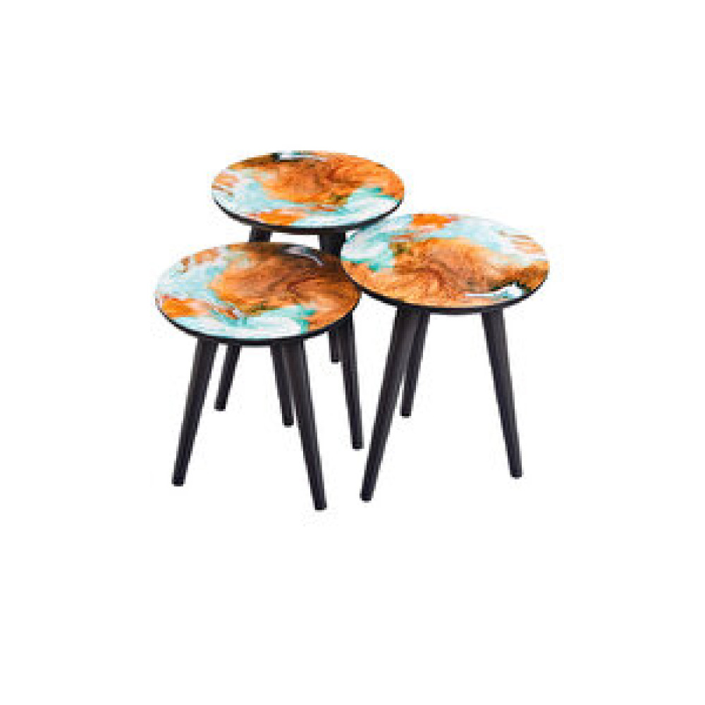 Zerenland Highgloss Yuvarlak 3lü Zigon Turuncu Zigon Sehpa Fiyatı