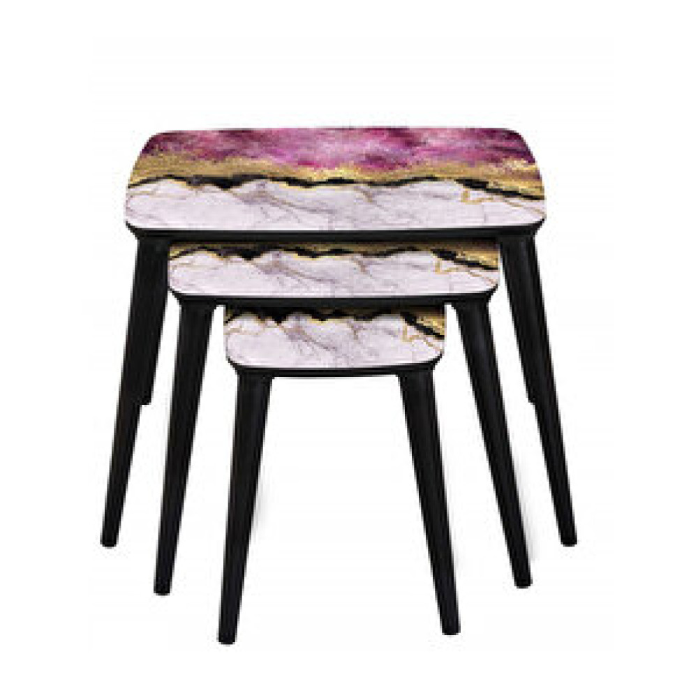 Zerenland Mdf High Gloss 3lü Zigon Pembe Beyaz Zigon Sehpa Fiyatı