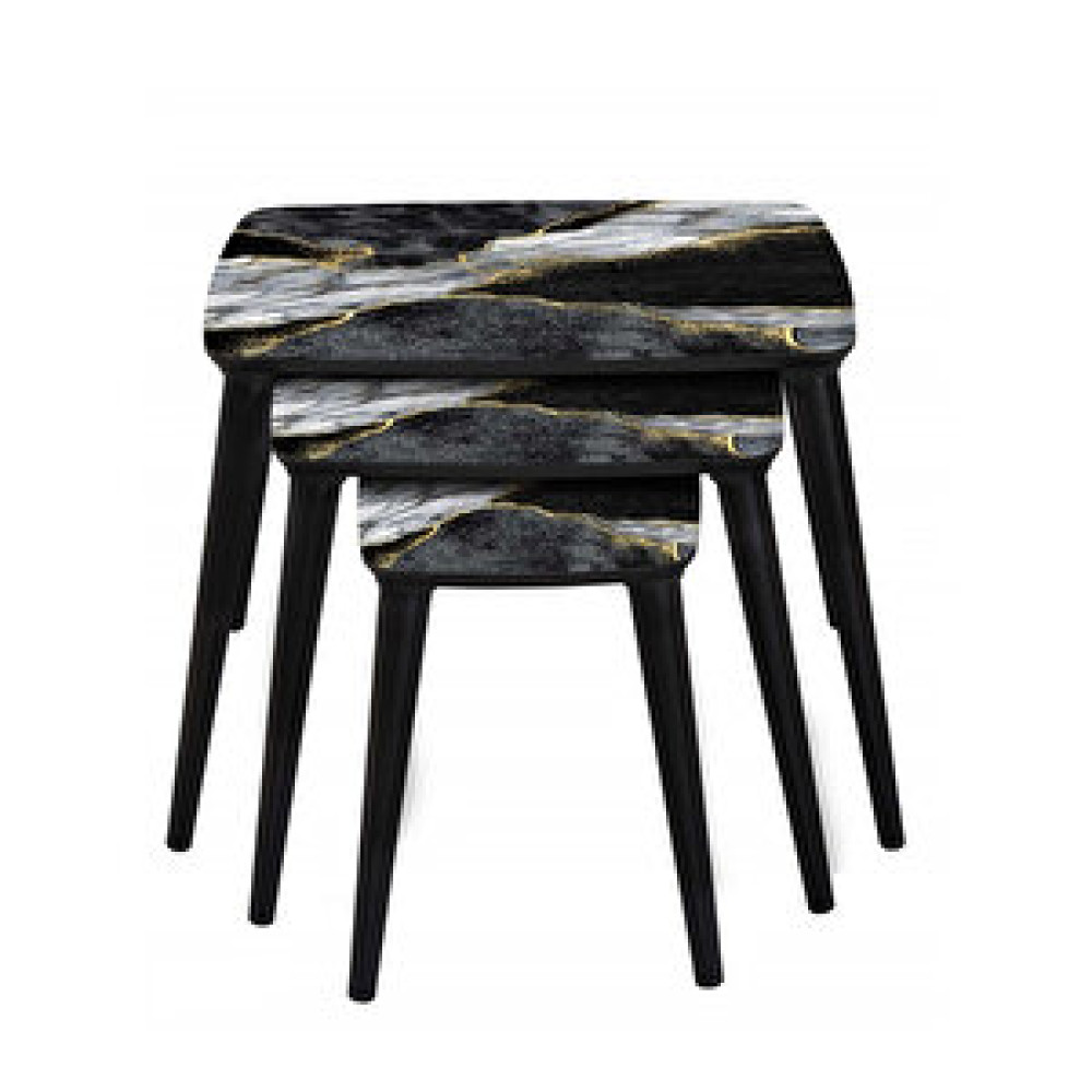 Zerenland Mdf High Gloss 3lü Zigon Siyah Zigon Sehpa Fiyatı