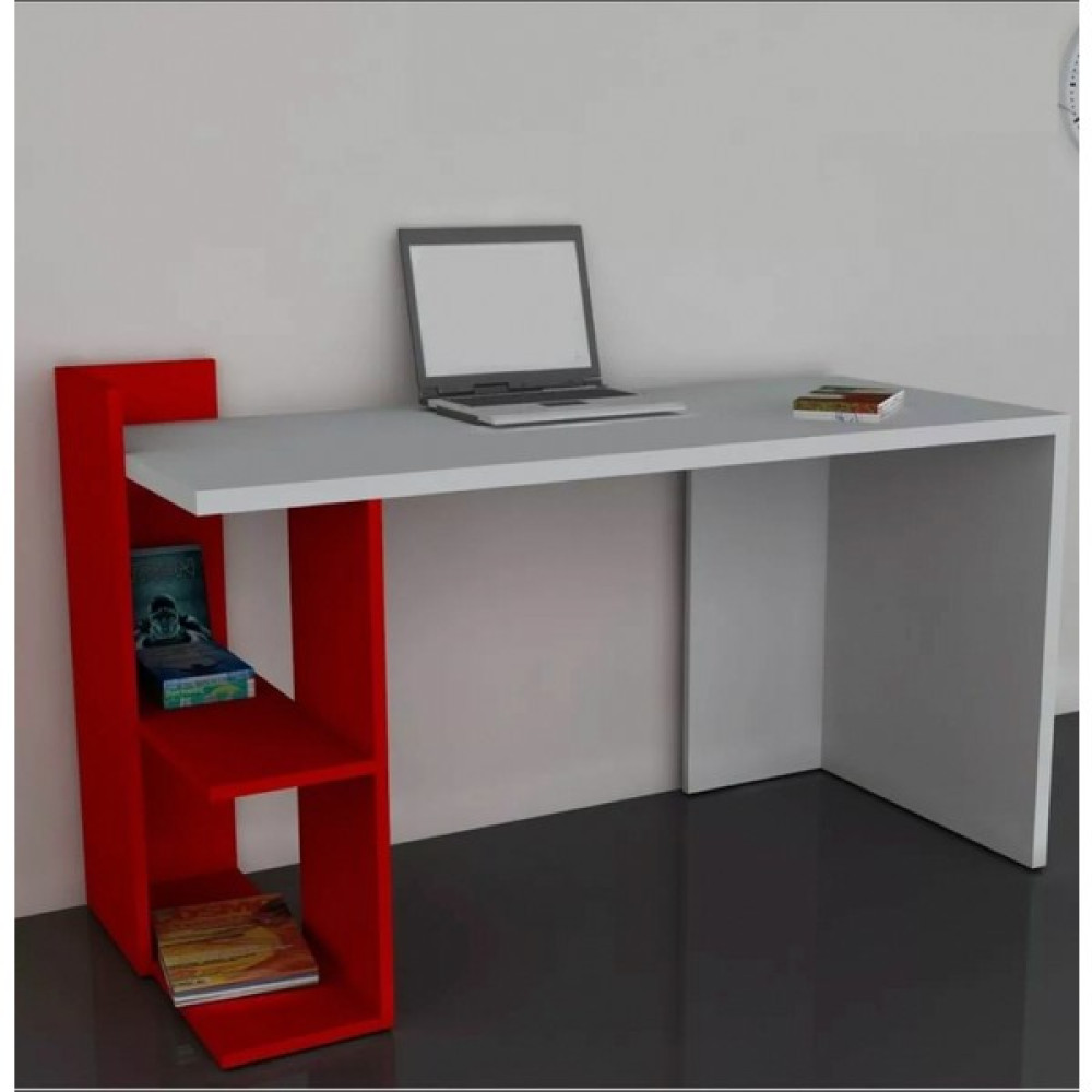 Zerka Concept %100 Mdf Beyaz Masa Çalışma Masası - Y: 75 cm D: 50 cm G: 90 cm - Beyaz - Kırmızı Çalışma Masası Fiyatı