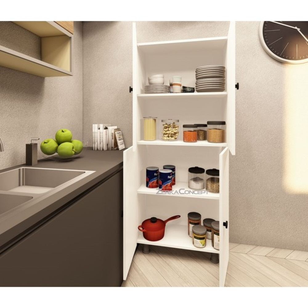 Zerka Concept Evora Mdf 4 Raflı Çok Amaçlı Mutfak Banyo Ayakkabılık Dolabı 50CM - Beyaz Banyo Dolabı / Mobilyası Fiyatı
