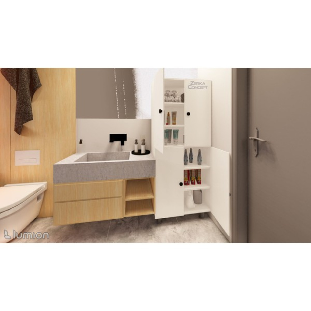 Zerka Concept Firan Mdf 6 Raflı Çok Amaçlı Mutfak Banyo Ayakkabılık Dolabı 50 cm - Beyaz Banyo Dolabı / Mobilyası Fiyatı