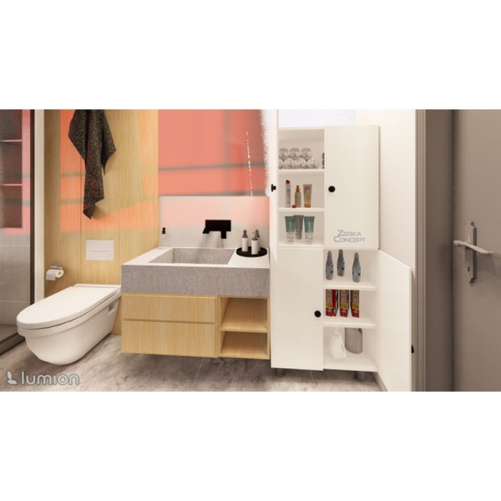 Zerka Concept Firan Mdf 6 Raflı Çok Amaçlı Mutfak Banyo Ayakkabılık Dolabı 70CM - Beyaz Banyo Dolabı / Mobilyası Fiyatı