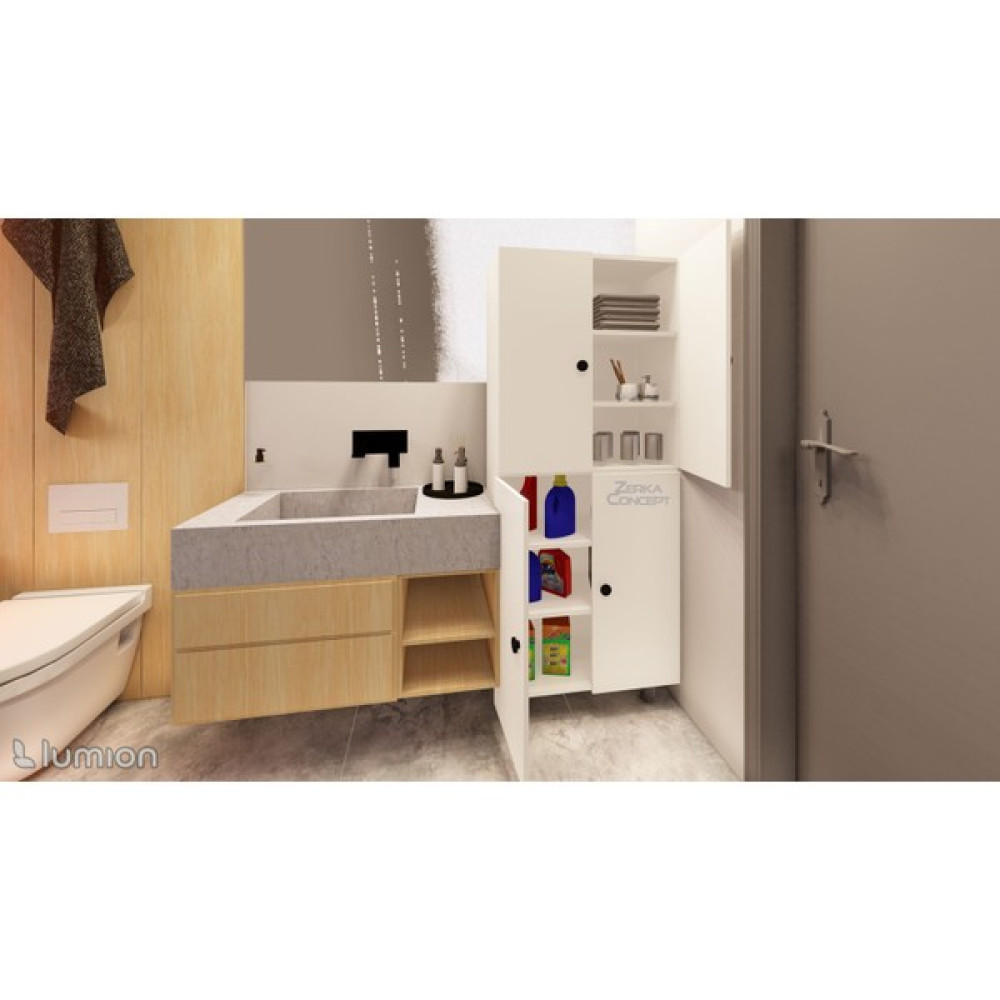 Zerka Concept Gris Mdf 6 Raflı Çok Amaçlı Mutfak Banyo Ayakkabılık Dolabı 70 cm - Beyaz Banyo Dolabı / Mobilyası Fiyatı