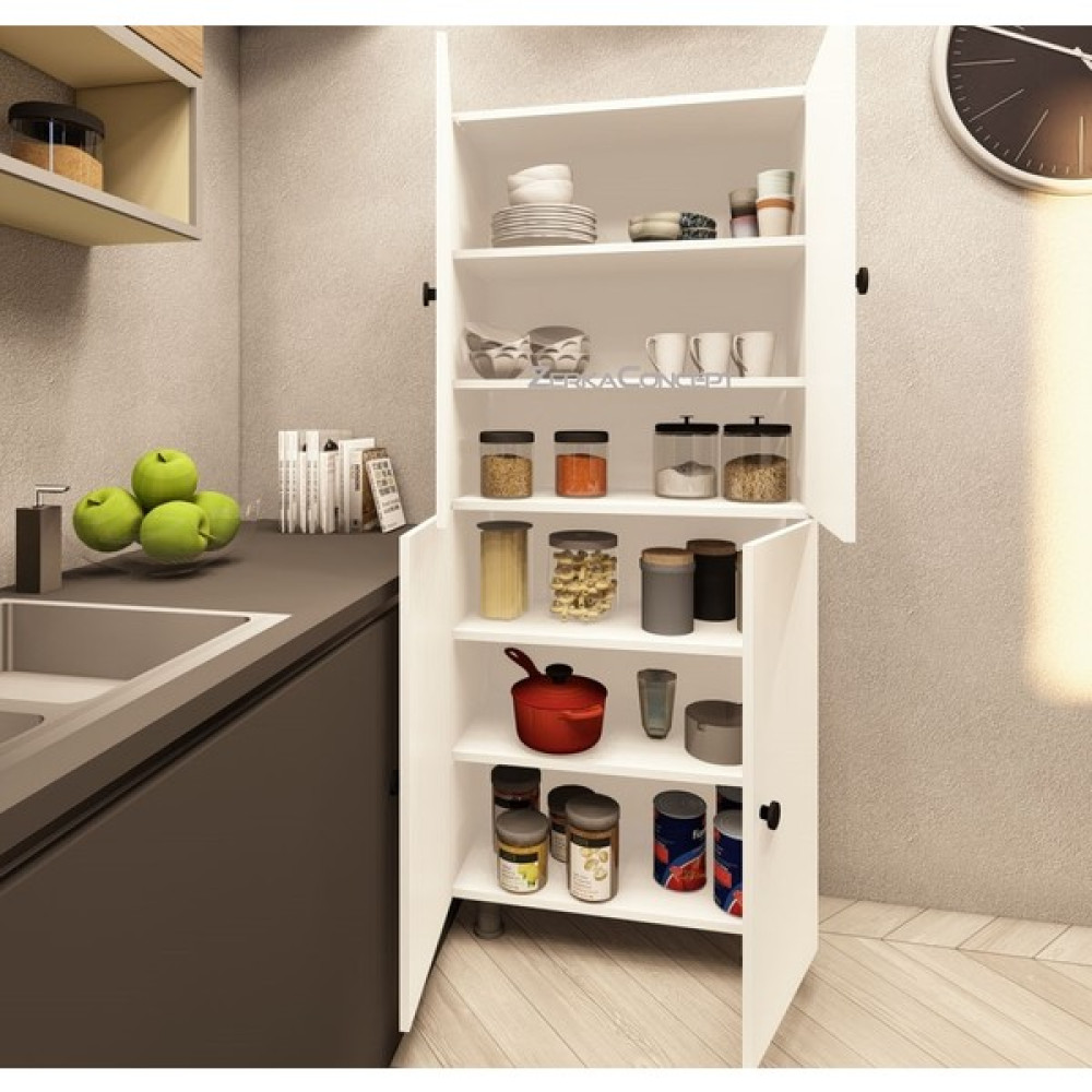 Zerka Concept Lier Mdf 6 Raflı Çok Amaçlı Mutfak Banyo Ayakkabılık Dolabı 70 cm - Beyaz Banyo Dolabı / Mobilyası Fiyatı