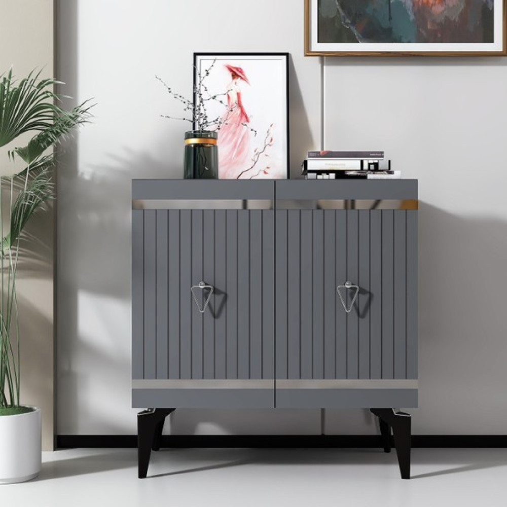 Zerka Concept Mabel Konsol Tv Sehpası Çok Amaçlı Dolap 75 cm Antrasit Gümüş Konsol Mobilya Fiyatı