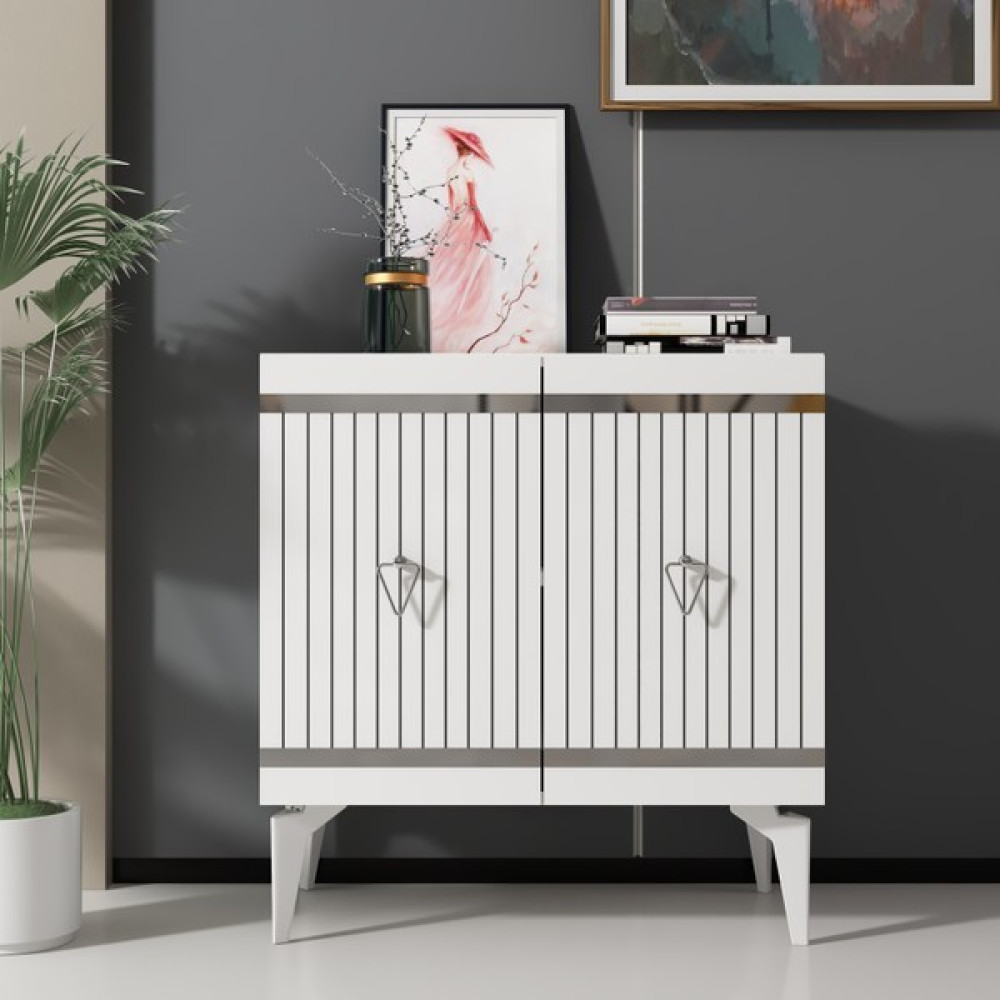 Zerka Concept Mabel Konsol Tv Sehpası Çok Amaçlı Dolap 75 cm Beyaz Gümüş Konsol Mobilya Fiyatı