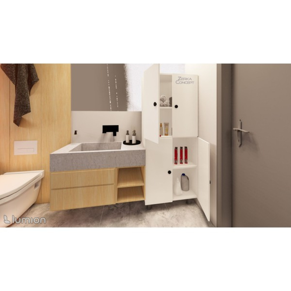 Zerka Concept Minto Mdf 4 Raflı Çok Amaçlı Mutfak Banyo Ayakkabılık Dolap 50 CM - Beyaz Banyo Dolabı / Mobilyası Fiyatı
