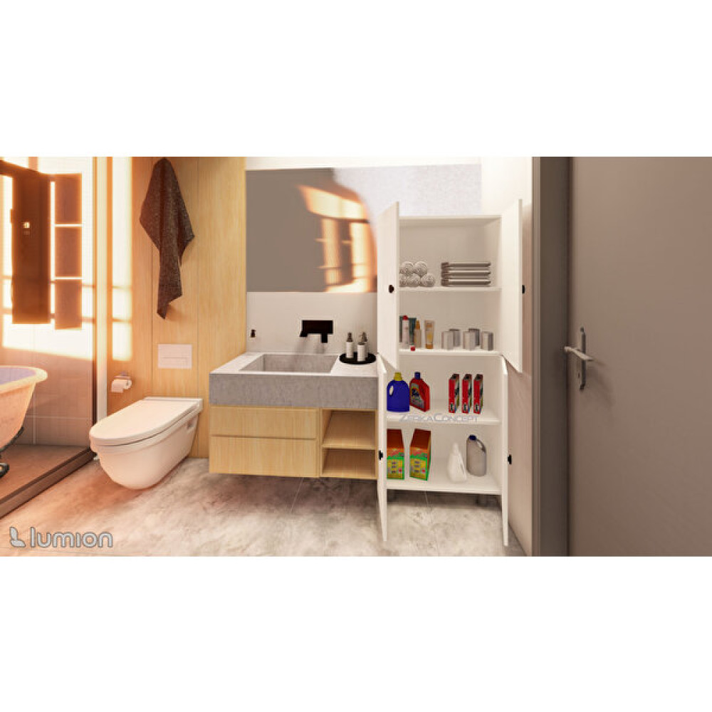 Zerka Concept Minto Mdf 4 Raflı Çok Amaçlı Mutfak Banyo Ayakkabılık Dolap 60 cm - Beyaz Banyo Dolabı / Mobilyası Fiyatı