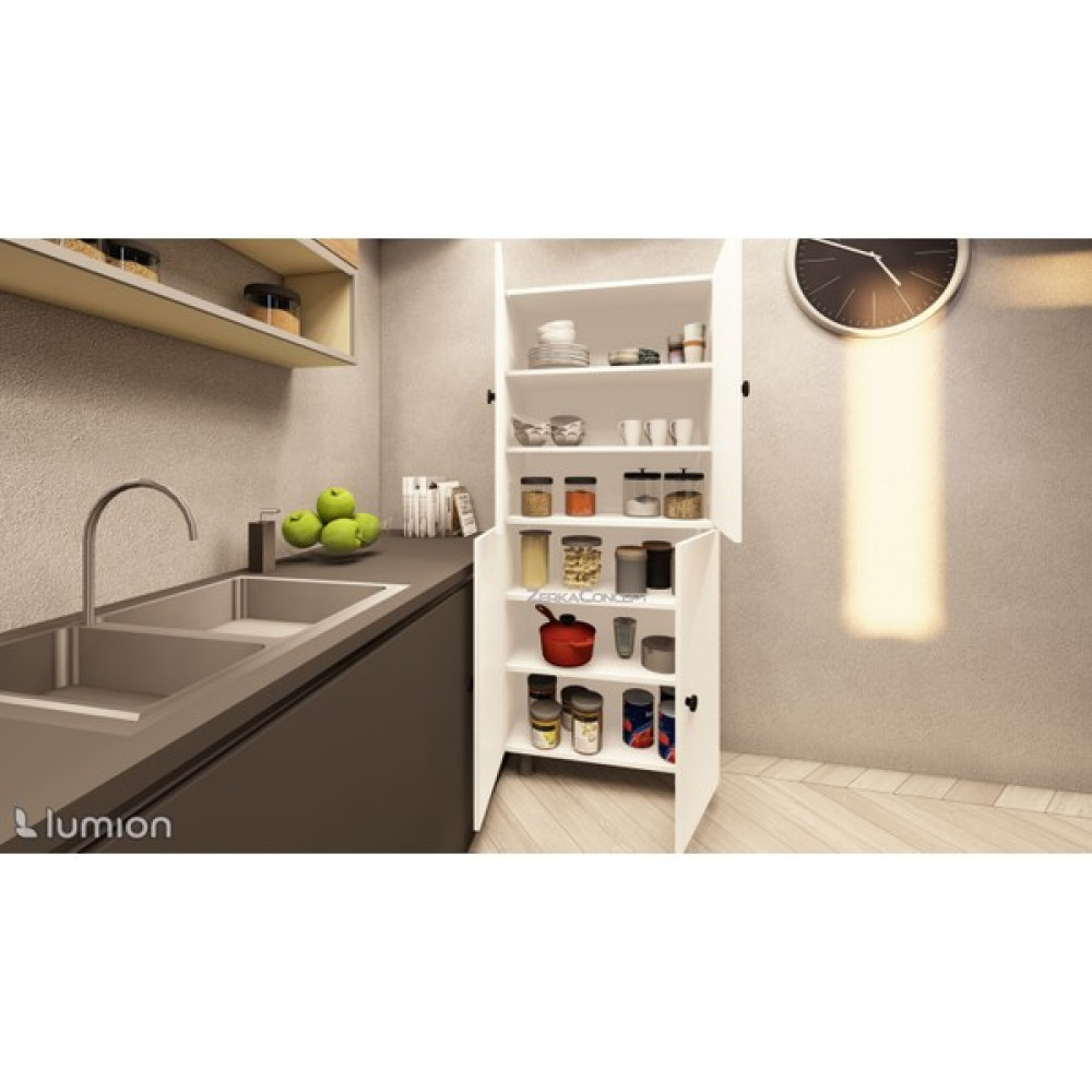 Zerka Concept Mona Çok Amaçlı Mutfak Banyo Ayakkabılık Dolabı 180 cm 6 Bölmeli - Beyaz Mutfak Dolabı / Mobilyası Fiyatı