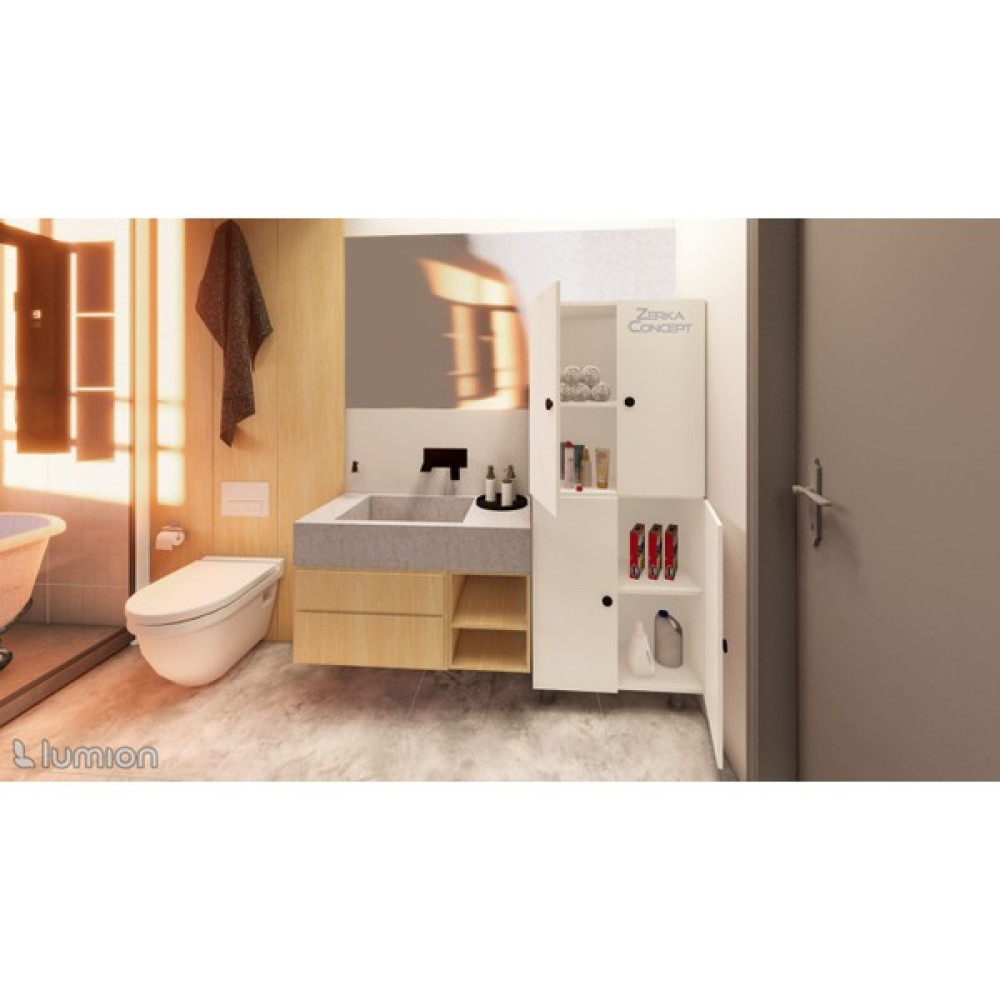 Zerka Concept Mut Mdf 4 Raflı Çok Amaçlı Mutfak Banyo Ayakkabılık Dolap 60CM - Beyaz Banyo Dolabı / Mobilyası Fiyatı