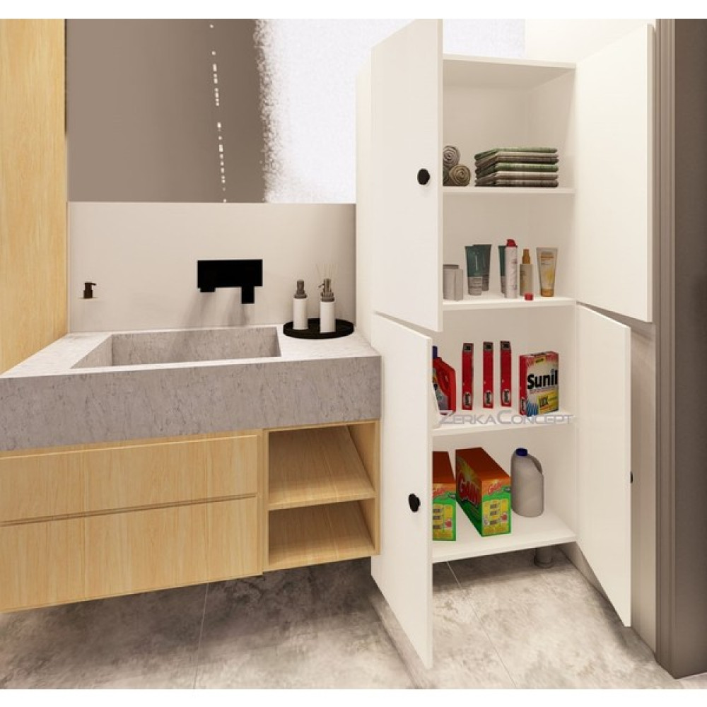 Zerka Concept Mut Mdf 4 Raflı Çok Amaçlı Mutfak Banyo Ayakkabılık Dolap 70 cm - Beyaz Banyo Dolabı / Mobilyası Fiyatı