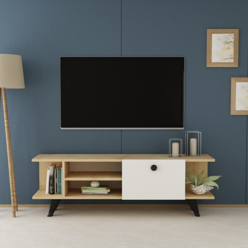 Zerka Concept Smart Tv Ünitesi Tv Sehpası Safirmeşe-Beyaz - Safir Meşe - Beyaz Tv Ünitesi / Sehpası Fiyatı