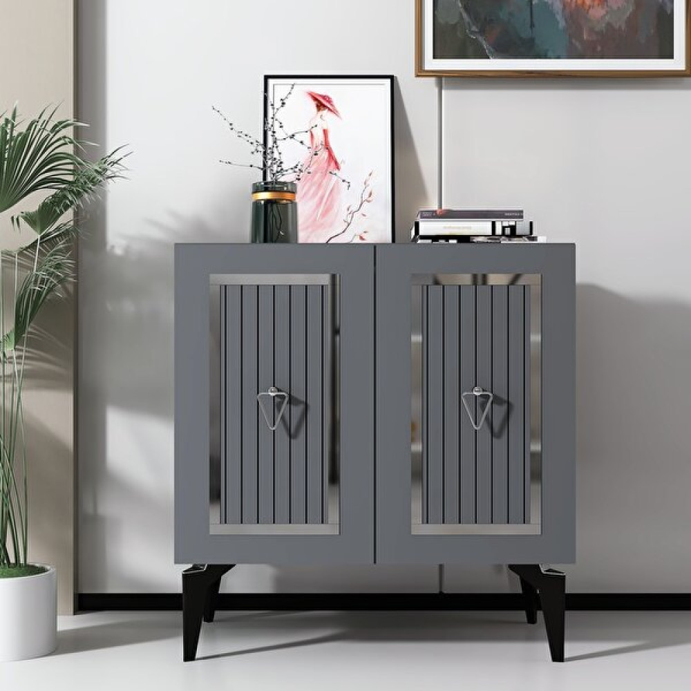 Zerka Concept Ülgen Konsol Tv Sehpası Çok Amaçlı Dolap 75 cm Antrasit Gümüş Konsol Mobilya Fiyatı