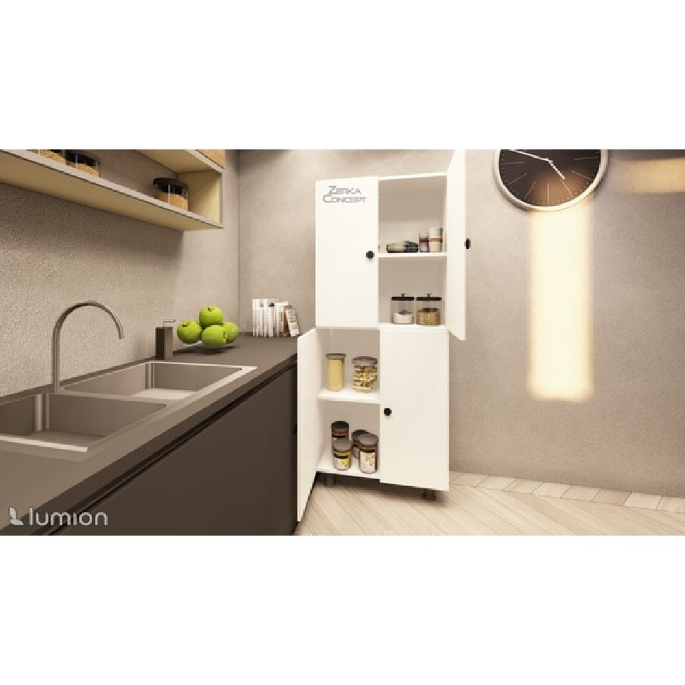 Zerka Concept Valentu Mdf 4 Raflı Çok Amaçlı Mutfak Banyo Ayakkabılık DOLAP50CM - Beyaz Banyo Dolabı / Mobilyası Fiyatı