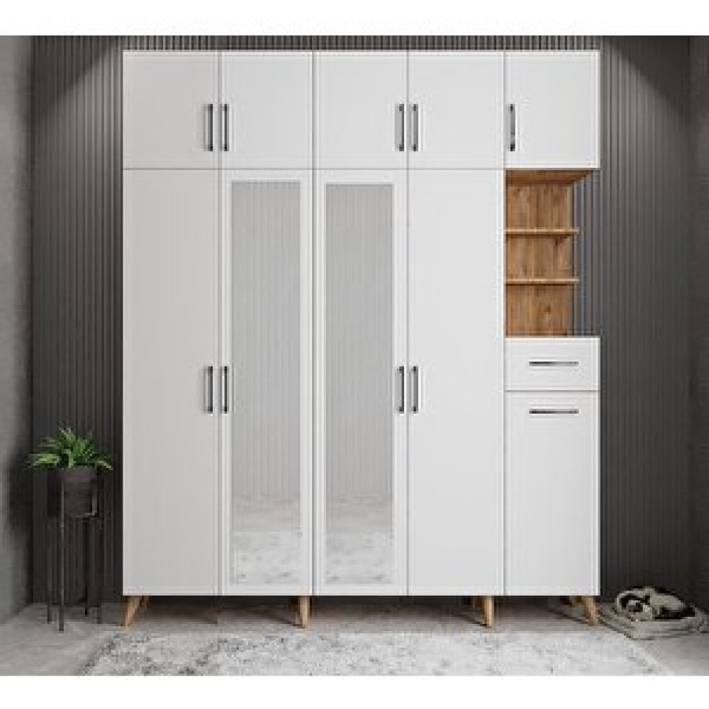 ZerkaConcept Açelya Portmanto Vestiyer Çam Beyaz 175cm M10 Montaj Dahil Portmanto Fiyatı