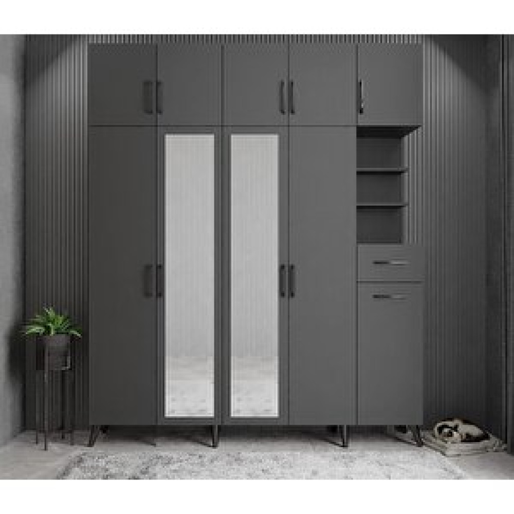 ZerkaConcept Açelya Portmanto Vestiyer Füme 225cm M10 Montaj Dahil Portmanto Fiyatı