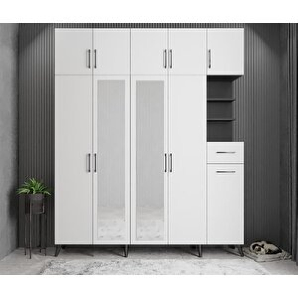 ZerkaConcept Açelya Portmanto Vestiyer Füme Beyaz 175cm M10 Montaj Dahil Portmanto Fiyatı