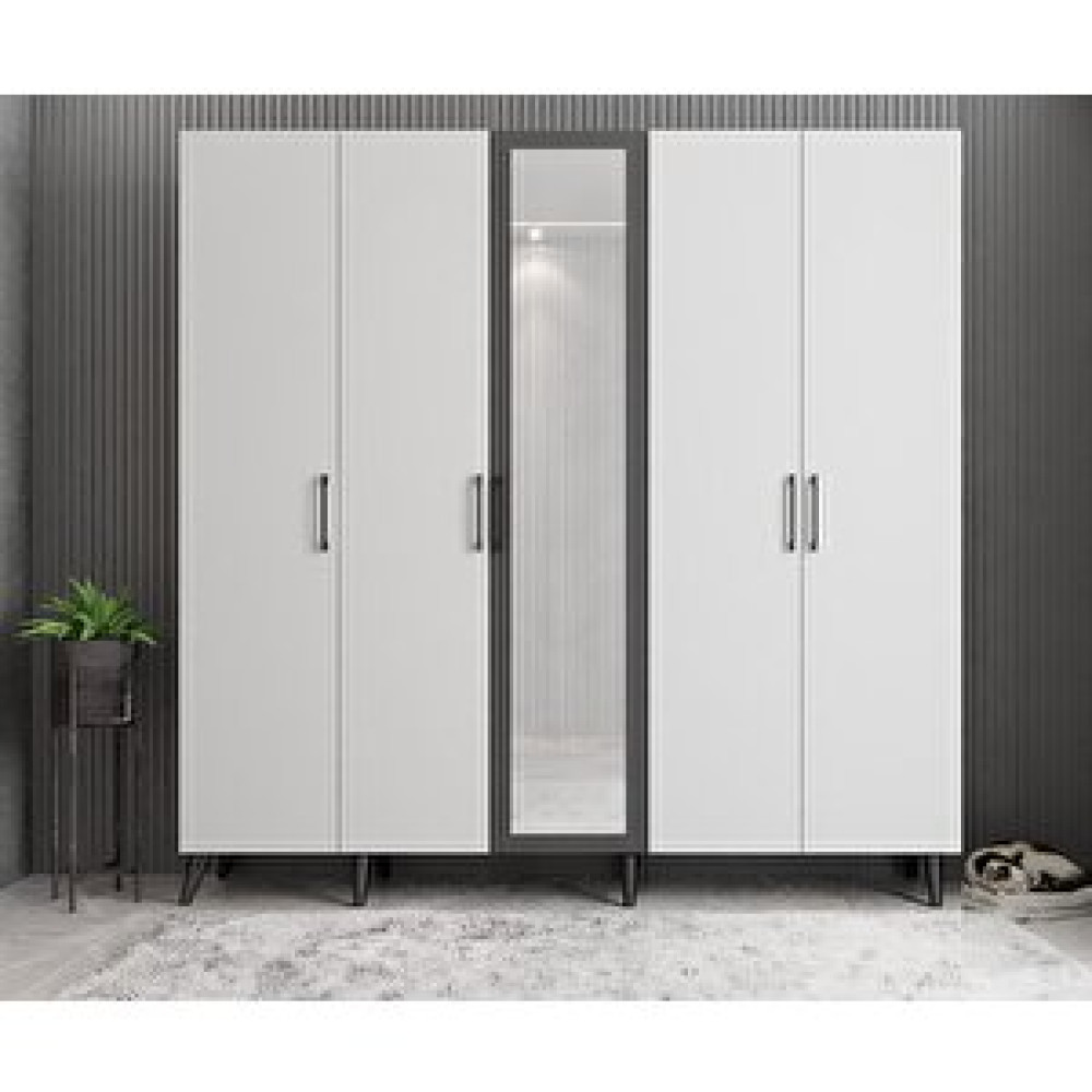 ZerkaConcept Açelya Portmanto Vestiyer Füme Beyaz - 225cm M12 Portmanto Fiyatı