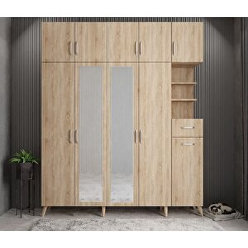 ZerkaConcept Açelya Portmanto Vestiyer Meşe 175cm M10 Montaj Dahil Portmanto Fiyatı