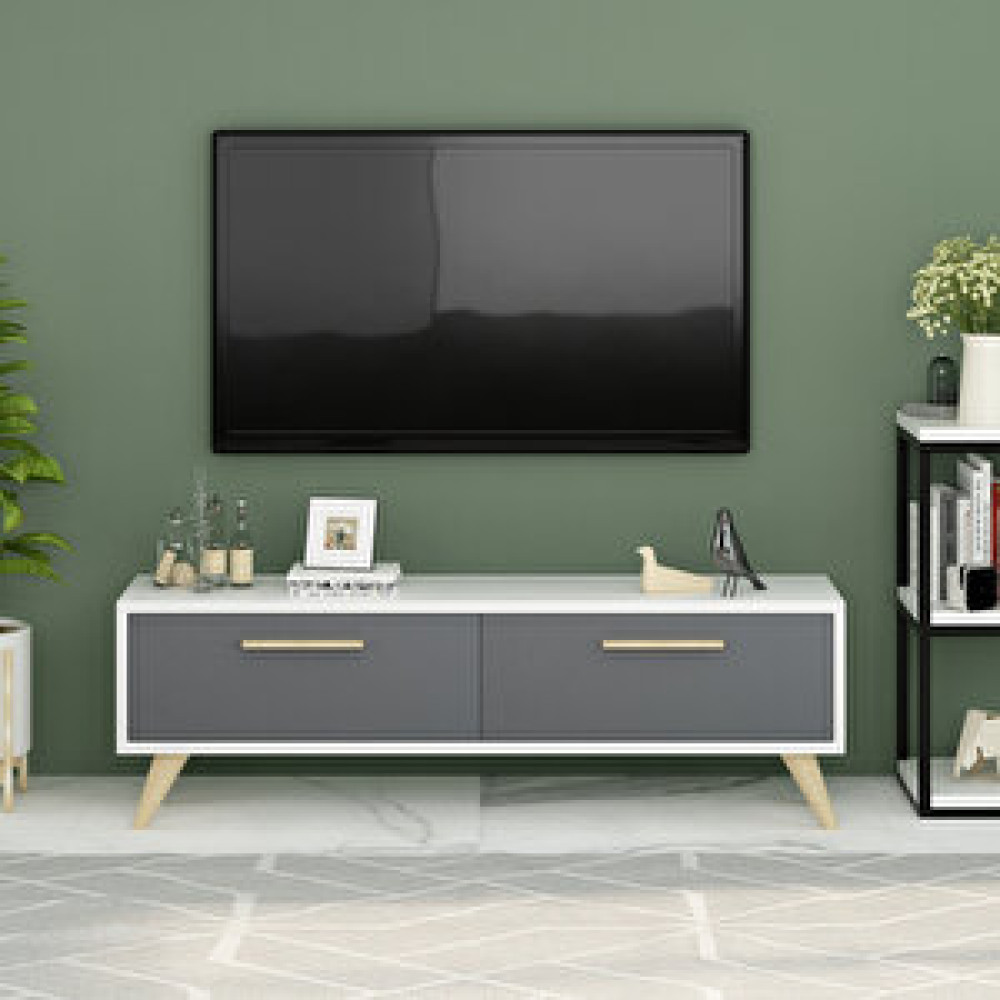 ZerkaConcept Active Tv Ünitesi Beyaz Antrasit 120 Cm Tv Ünitesi / Sehpası Fiyatı