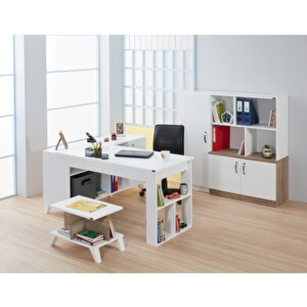 ZerkaConcept Adetto Olivin Ofis Çalışma Masası Beyaz Beyaz Bilgisayar Masası Fiyatı