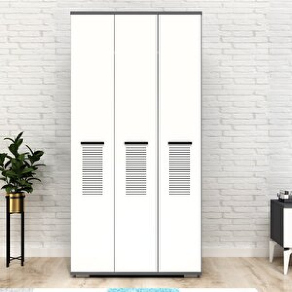 ZerkaConcept Berceste 3 Kapaklı Gardırop Dolap Antrasit Gardrop & Dolap Fiyatı